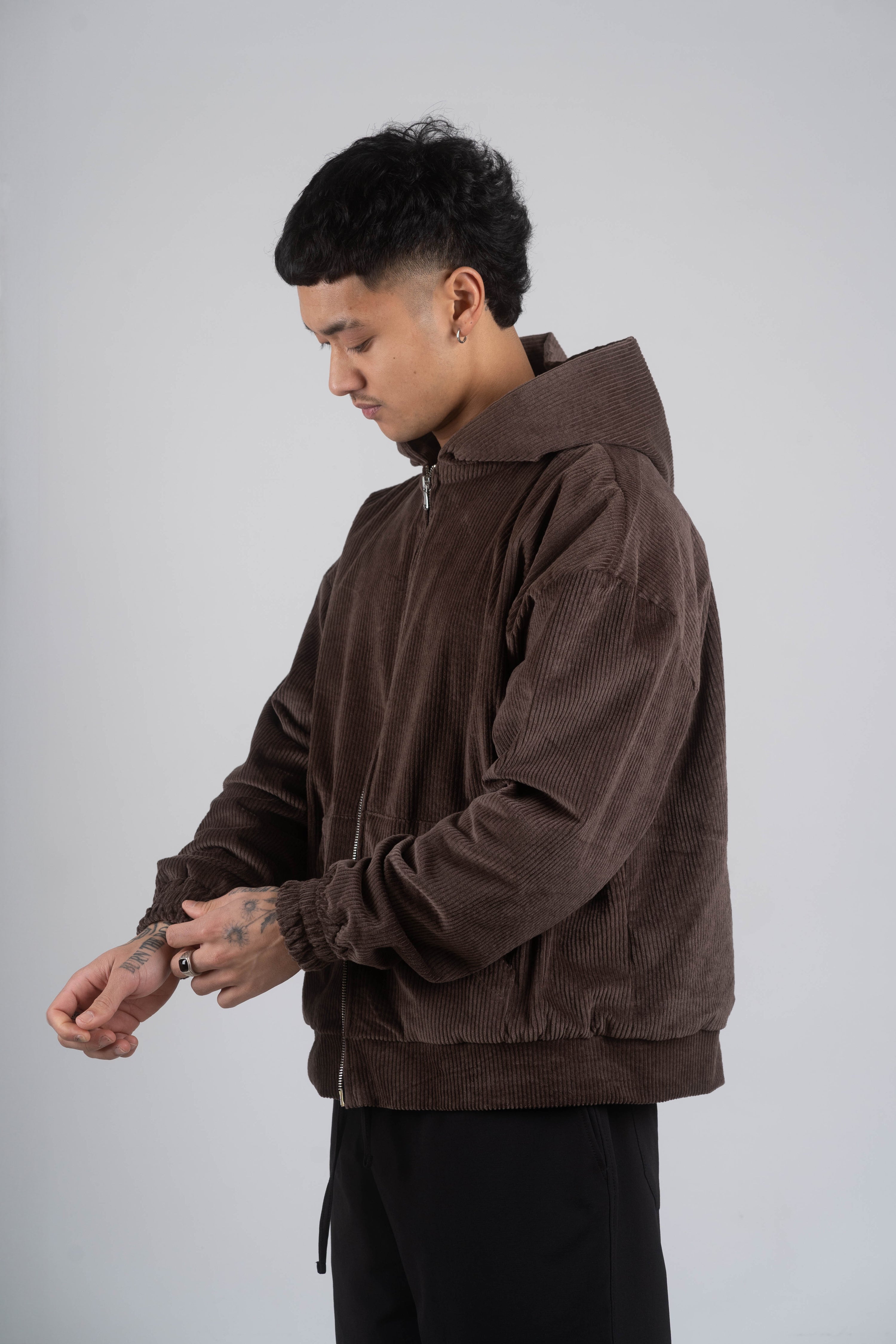 CORDUROY ZIPPED HOODIE